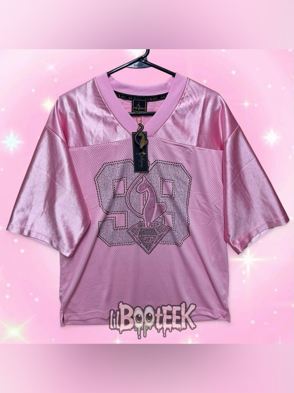 Baby Phat XS Pink Rhinestone Mesh 25 Year LIMITED EDITION 99 Diamond Jersey Y2K